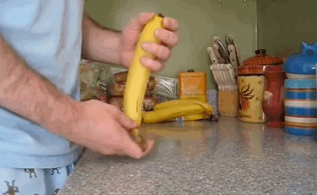 17 Life Hacks to Help Simplify Your Life - Pinch the end of a banana to easily peel it.