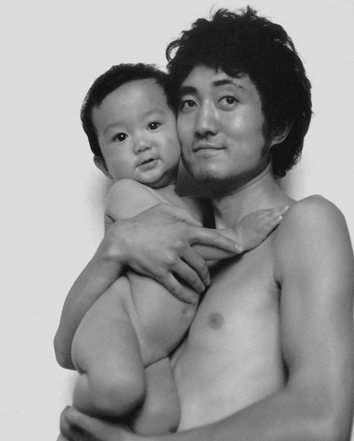 Father takes photo with his son every year. This one was taken in 1987