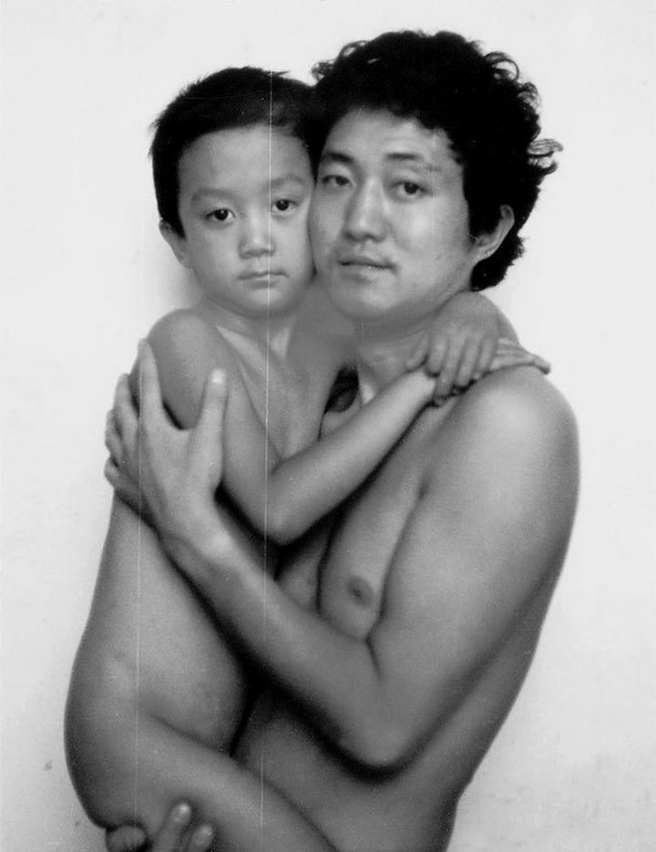 Father takes photo with his son every year. This one was taken in 1993