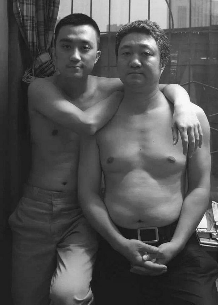 Father takes photo with his son every year. This one was taken in 2011.