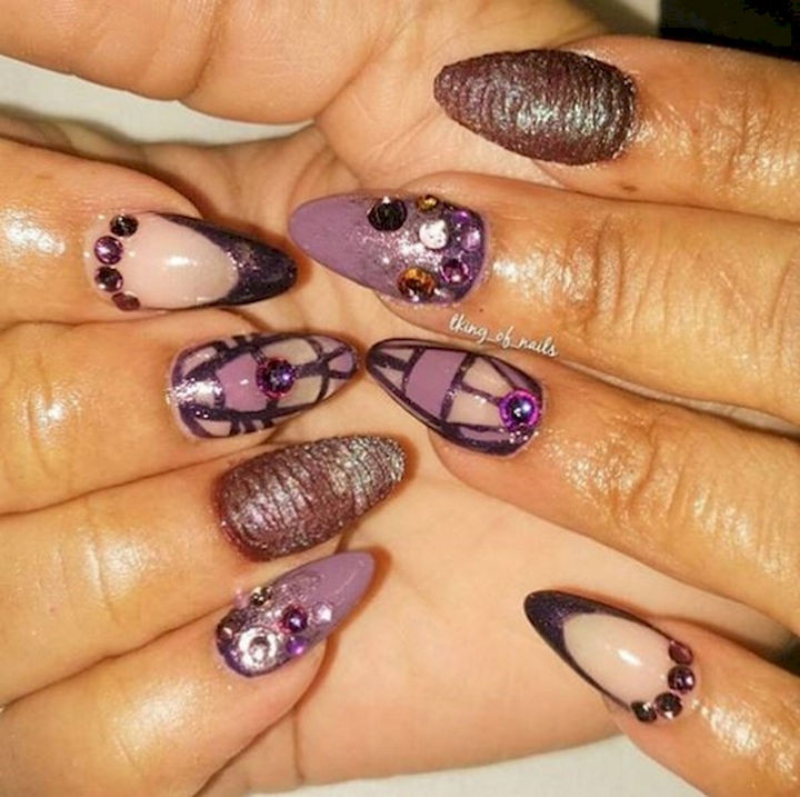 18 3D Nails - Go royal with these purple textured nails.