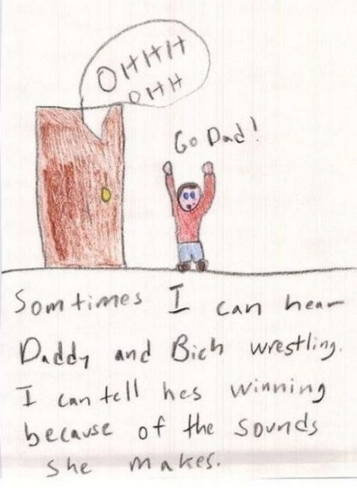 35 Funny Drawings from Kids - If he ever sees his parents "wrestling", he may get scarred for life.
