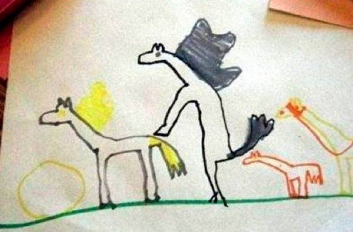35 Funny Drawings from Kids - I hope these are animals playing hopscotch.