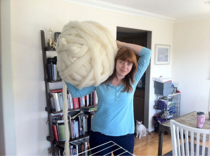 Laura Birek wanted to create something epic with large bundles of unspun wool roving she purchased.