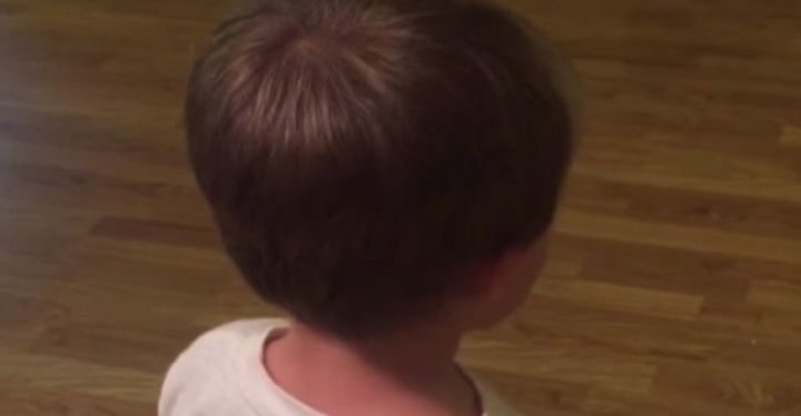 Little Boy Shaves His Head with Daddy's Electric Razor.
