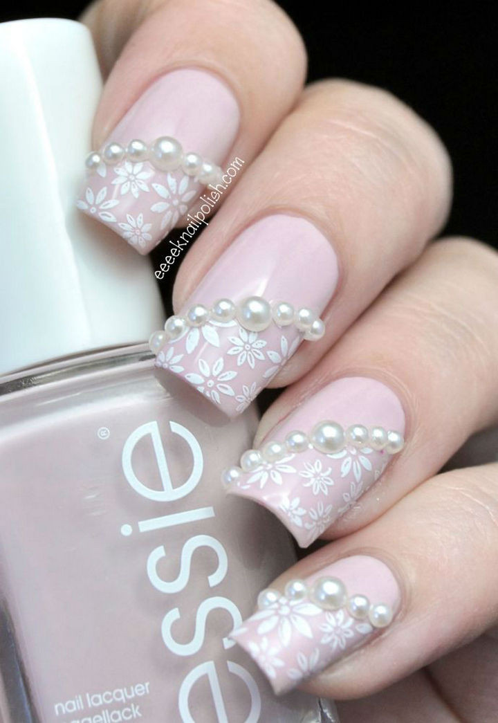 18 Perfect Wedding Nails - Beautiful pearls and lace.