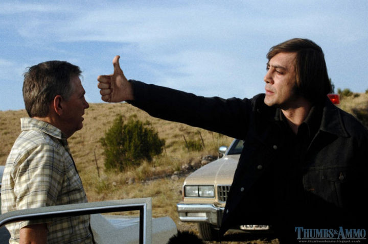 23 Movie Action Scenes Where Guns Were Replaced with a Thumbs-Up - 'No Country For Old Men'