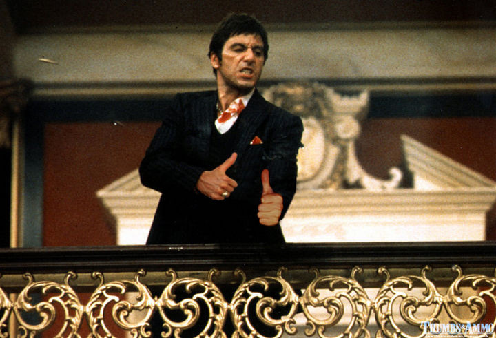 23 Movie Action Scenes Where Guns Were Replaced with a Thumbs-Up - 'Scarface'