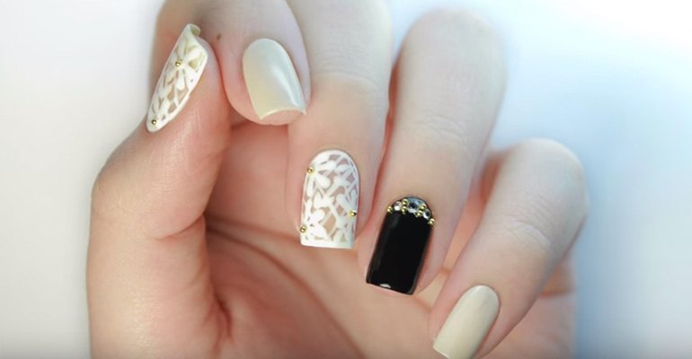 Prom Is Right Around the Corner. Have the Best Looking Nails Ever with This Floral Lace Nail Art.