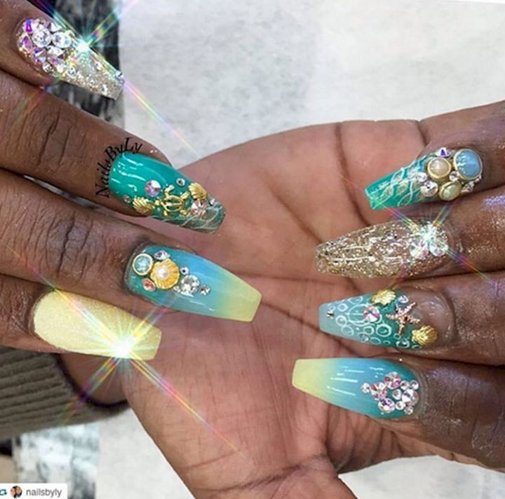 13 Mermaid Nails - Magical mermaid nails.