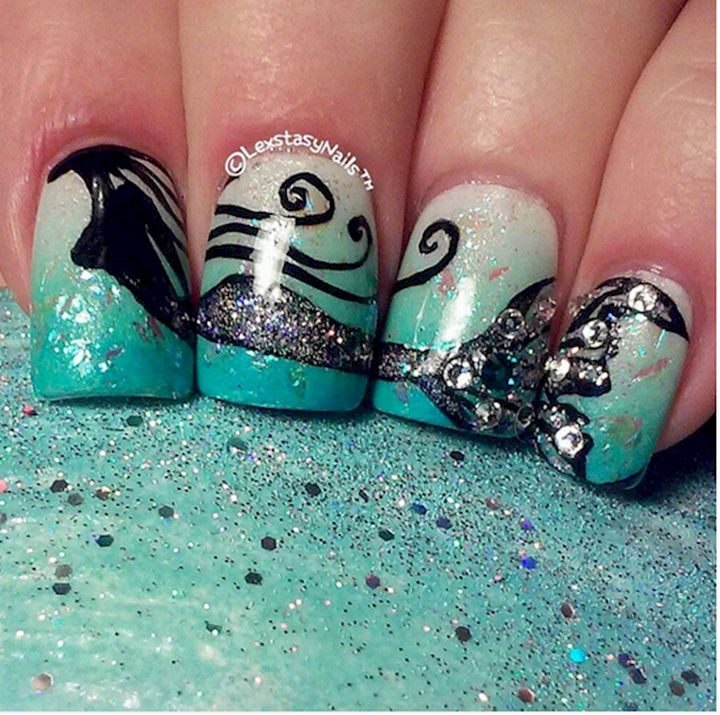 13 Mermaid Nails - Show your artistic side with this beautiful mermaid nail art design.