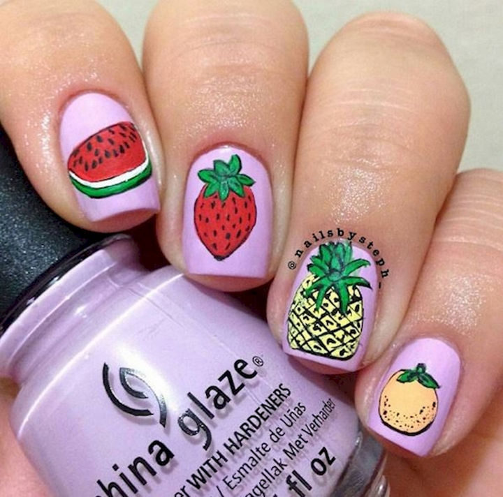 17 Fruit Nails - Creative fruit nail art.