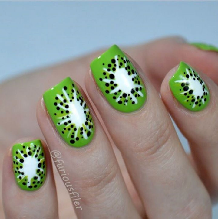17 Fruit Nails - Go green with these luscious kiwi nails.