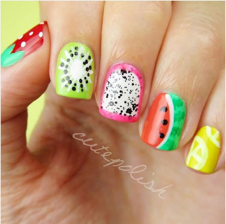 17 Fruit Nails - Summer fruit nail art designs.