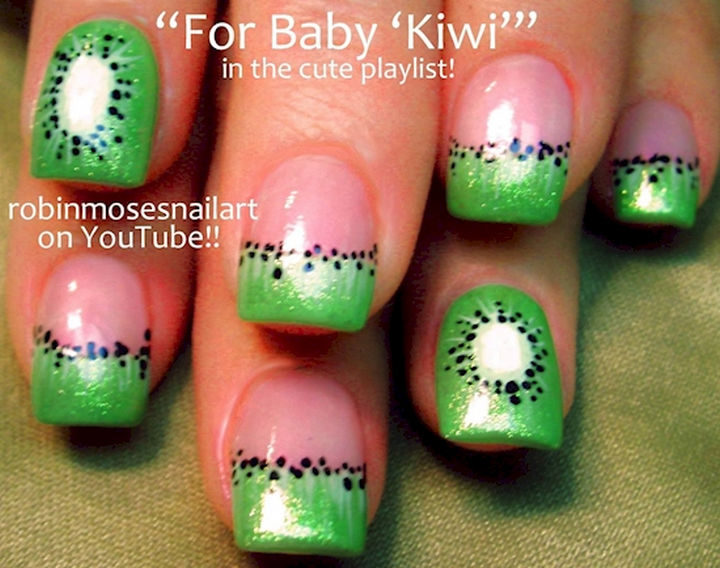 17 Fruit Nails - Cute kiwi nails.