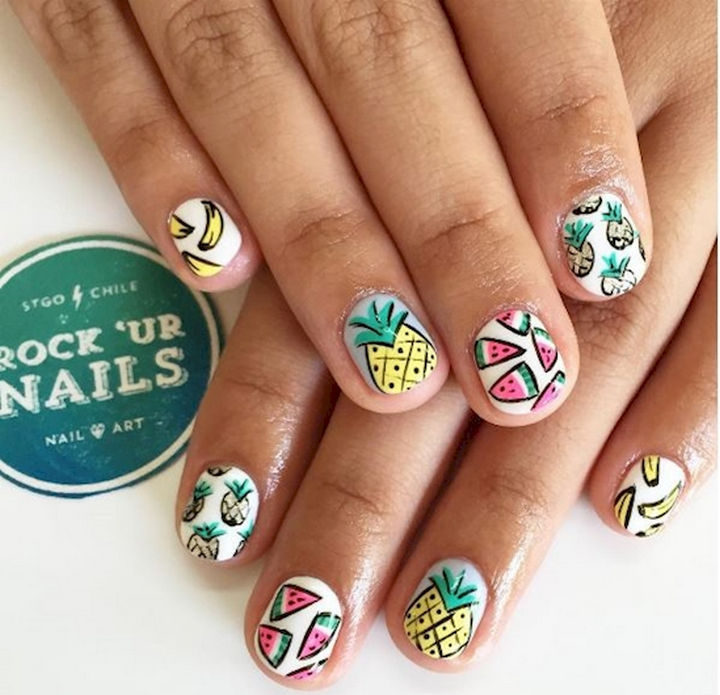 17 Fruit Nails - Fruit nail art with a colorful art style.