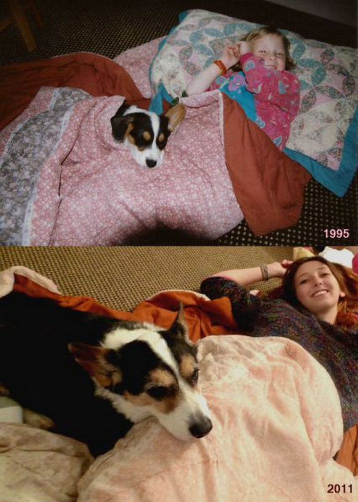 23 Then Now Photos - Her best friend still loves snuggling by her side.