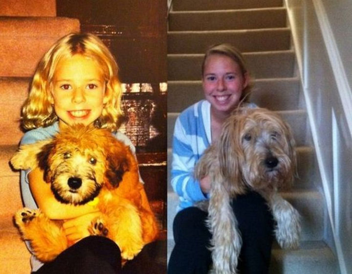 23 Then Now Photos - Another adorable photo of a girl and her dog.