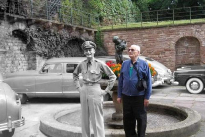 23 Then Now Photos - A touching split photograph of a man standing next to himself in the same spot decades later.
