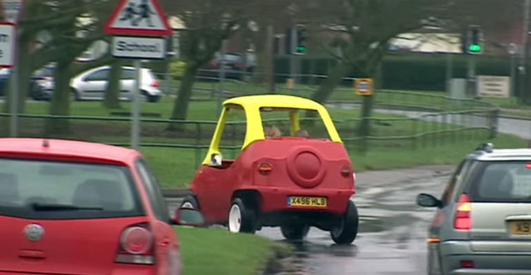 One Man Built an Adult-Sized Roadworthy Little Tikes Car and It Goes 70 MPH!
