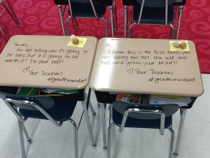 Realizing how stressful standardized testing, teacher Chandni Langford wrote each student a personalized message to inspire them.