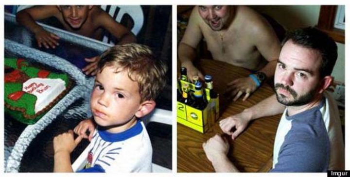11 Then and Now Photos - He looks so excited for his birthday.