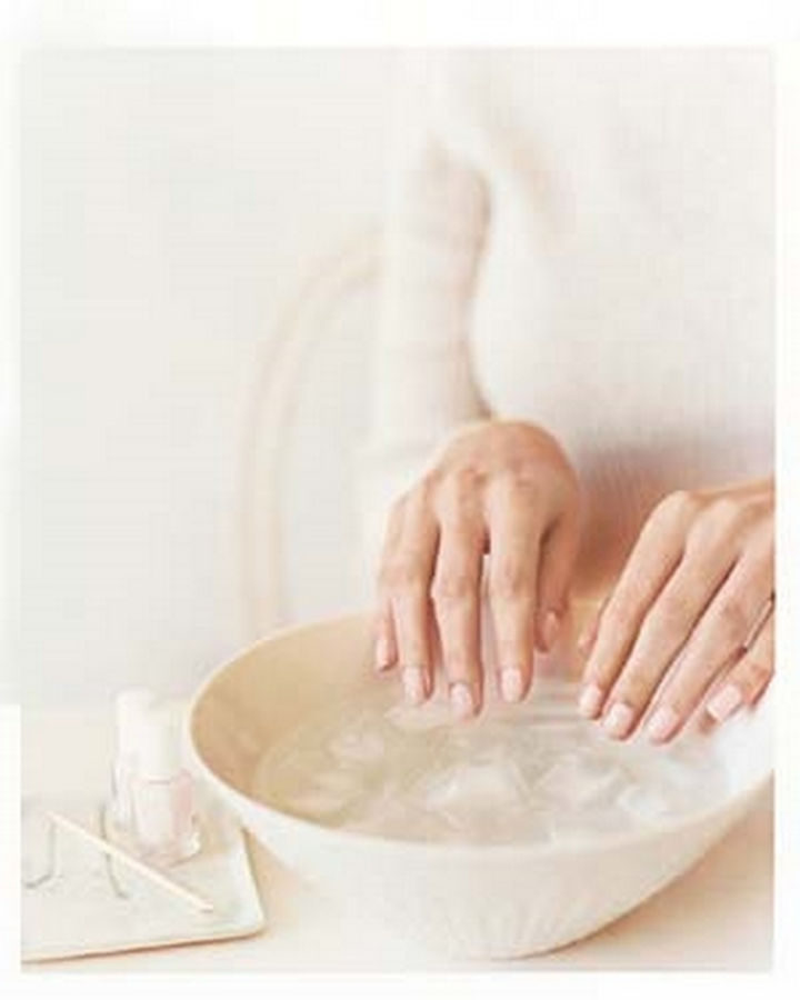 13 Nail Hacks for Salon-Quality Manicures - Dry your nails fast by dunking your hands in cold water.