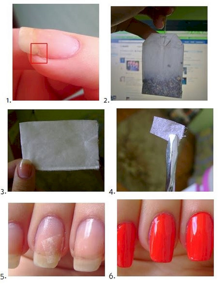 13 Nail Hacks for Salon-Quality Manicures - Fix a broken nail with a tea bag.