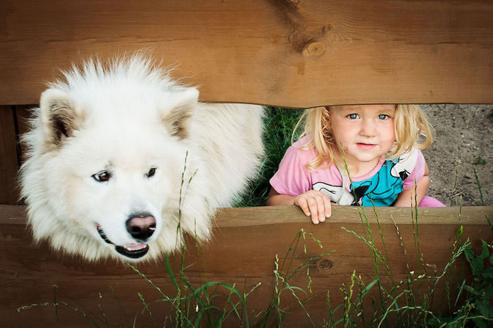 33 Adorable Photos of Dogs and Babies - Heartwarming moment with her best friend.
