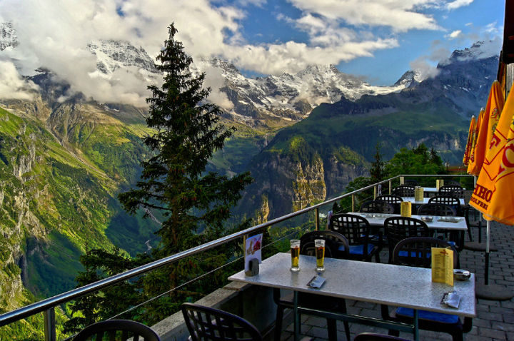 39 Amazing Restaurants With a View - Hotel Edelweiss in Mürren, Switzerland.