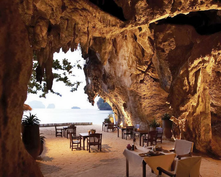 39 Amazing Restaurants With a View - The Grotto in Krabi, Thailand.