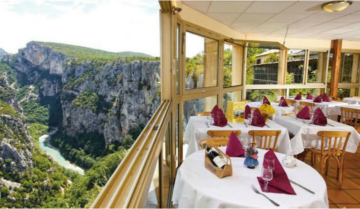 39 Amazing Restaurants With a View - Le Grand Canyon du Verdon in Aiguines, France.