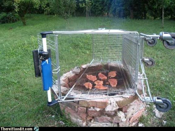 20 Hilarious Ways Men Can Fix Anything - "We need to grill some steaks? I can fix that!"