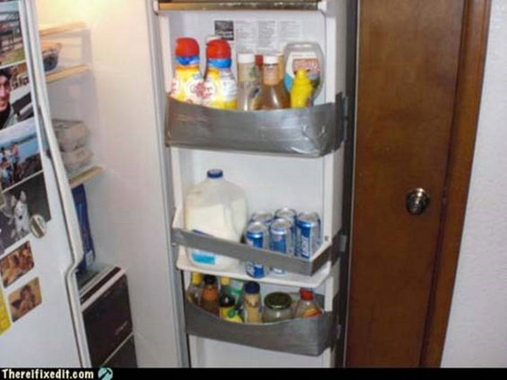 20 Hilarious Ways Men Can Fix Anything - "The refrigerator door is broken? I can fix that!"