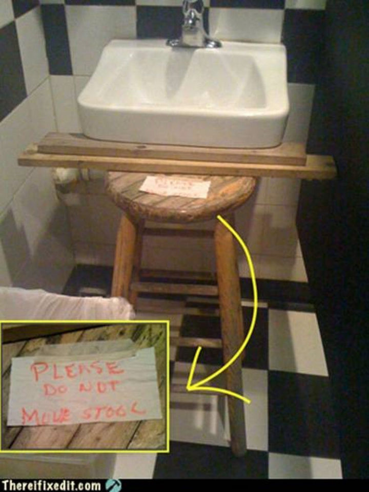 20 Hilarious Ways Men Can Fix Anything - "We need to install a new sink? I can fix that!"