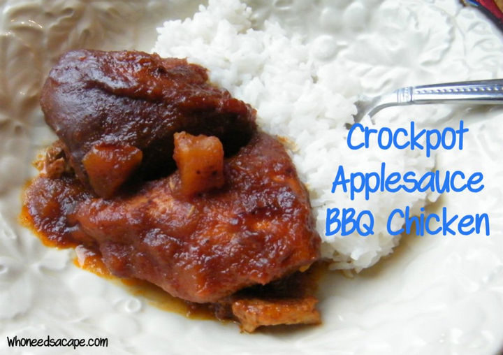 26 Crock Pot Dump Meals - Crockpot applesauce BBQ chicken