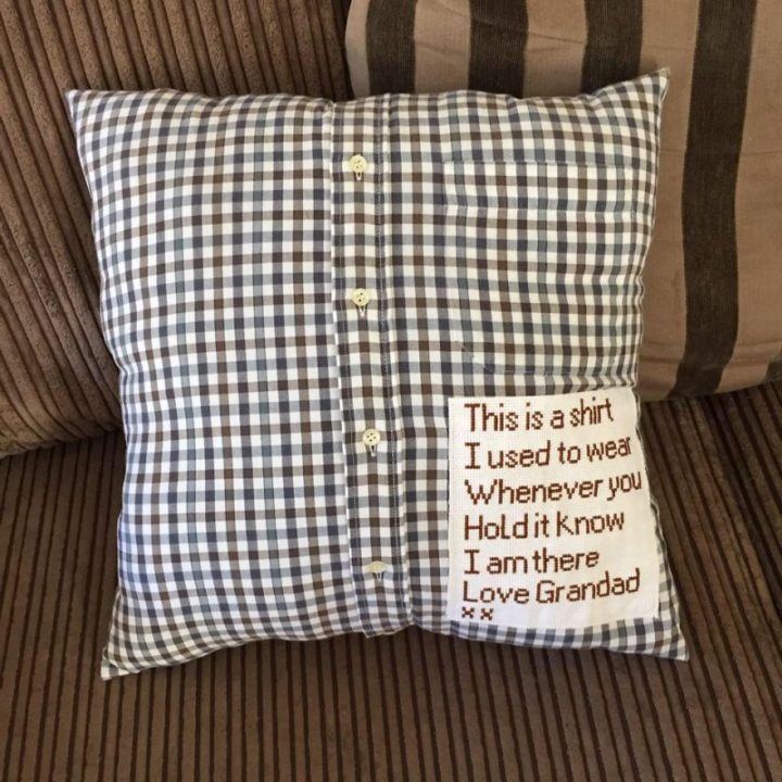 Precious Memory Cushion Made From Her Grandpa's Favorite Shirt