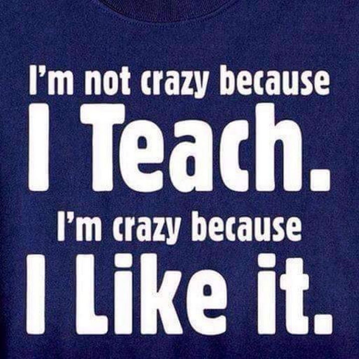 67 Funny Teacher Memes - "I'm not crazy because I teach. I'm crazy because I like it."