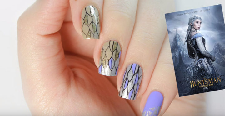 Feathered Frost Coat Nail Art Design Inspired by The Huntsman!