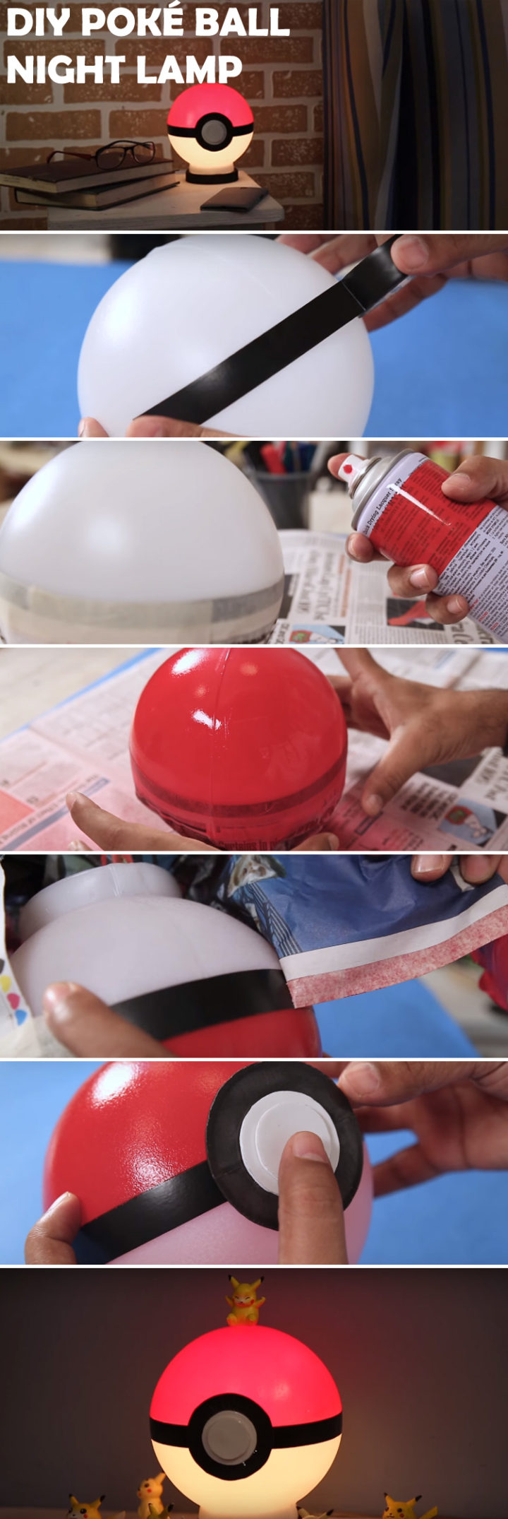 How to Make a DIY Poké Ball Night Lamp. A Must for Any Pokémon Fan!