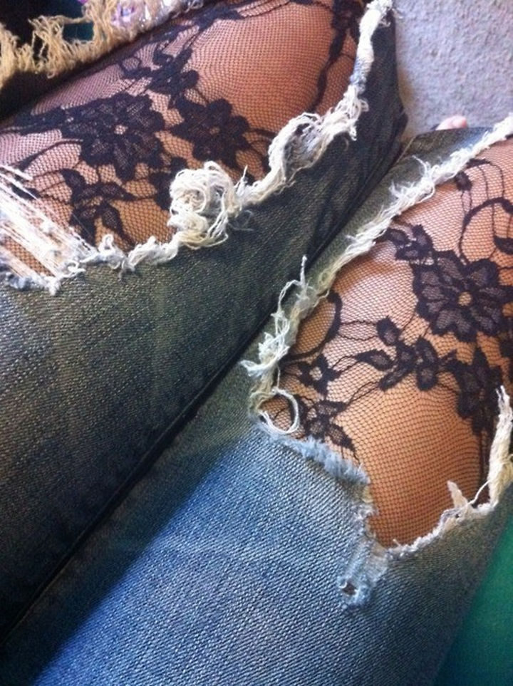 17 Brilliant Clothing Hacks - Wear tights under your ripped jeans to make them rock.