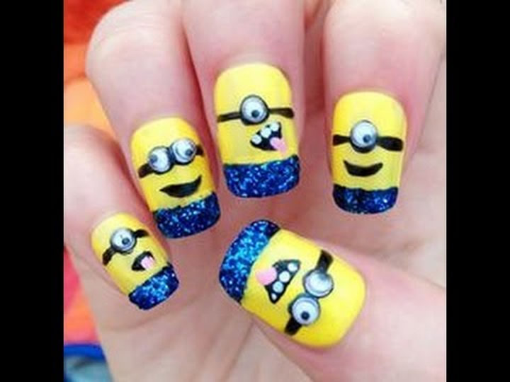 19 Minion Nails - Learn how to create Minion nails with fun googly eyes!