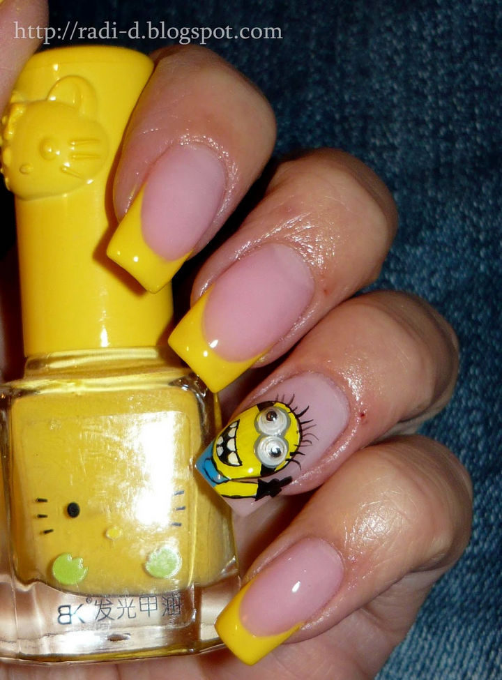 19 Minion Nails - Cute minion nails with even cuter moving eyeballs!