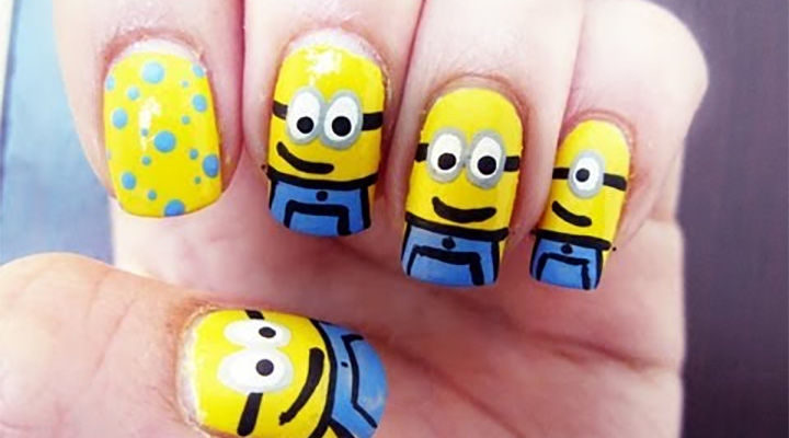 19 Minion Nails - Cute little minion nails that are fun and easy to create.