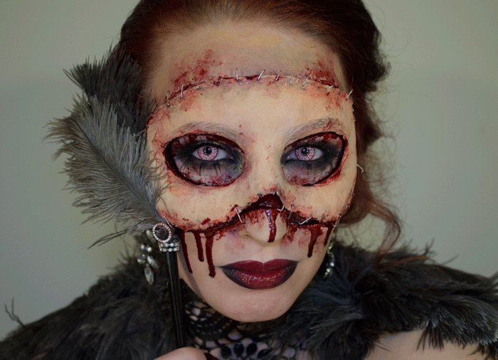 37 Scary Face Halloween Makeup Ideas - Skin masquerade mask.