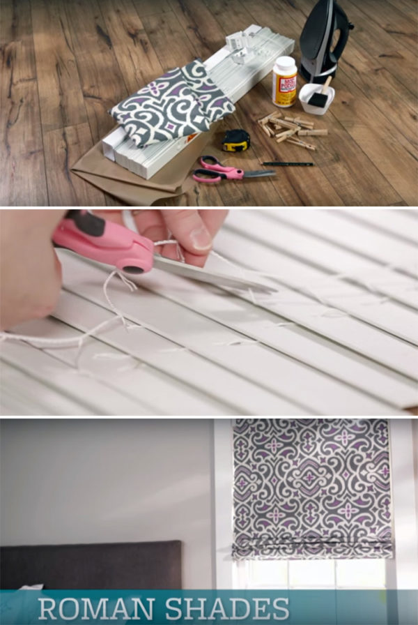 DIY Roman Shades by Repurposing Faux Wood Mini Blinds