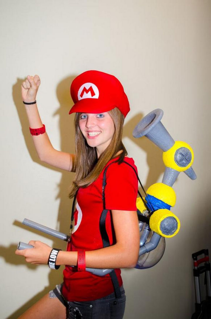 23 Super Mario and Luigi Costumes - Who can forget Super Mario Sunshine! She even has a DIY F.L.U.D.D. that looks fantastic!
