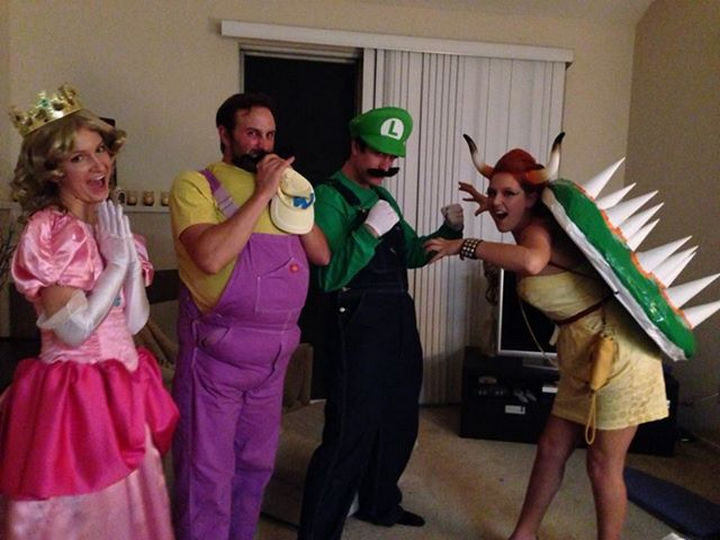 23 Super Mario and Luigi Costumes - Halloween family fun as Luigi, Wario, Bowser and Princess Peach.