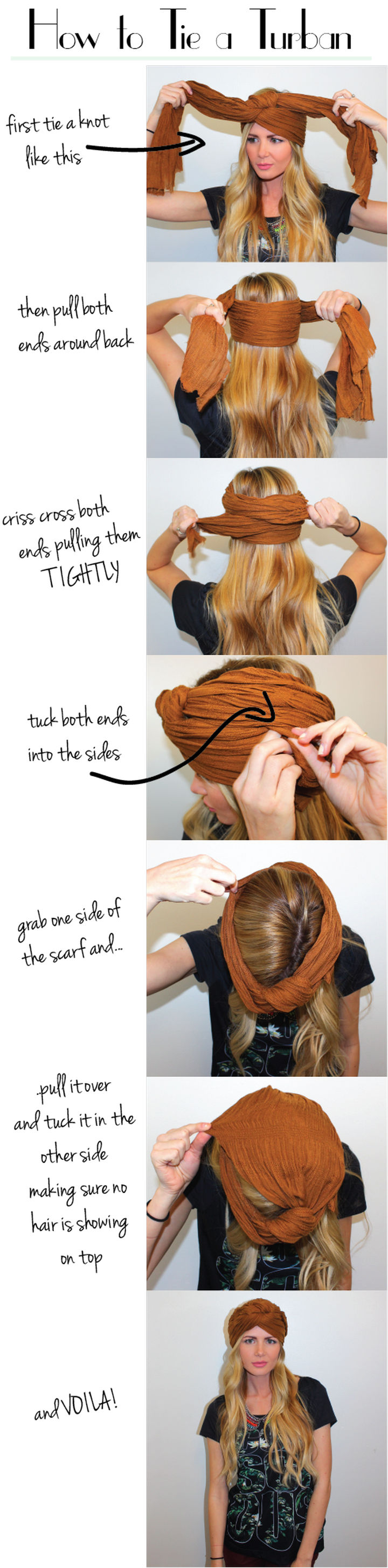 25 Lazy Girl Hair Hacks - Cover up a bad hair day by rockin' a turban.