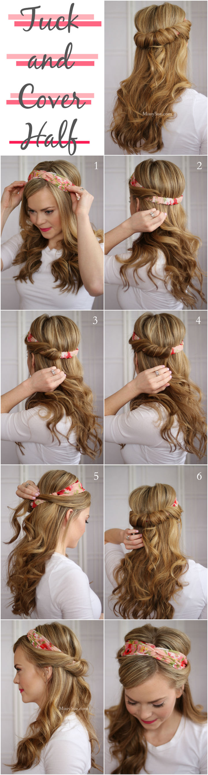 25 Lazy Girl Hair Hacks - Tuck and cover half of your hair.